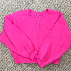 Women's XL Hot Pink Old Navy So Comfy Oversized Button-Front Sweatshirt NWT $36